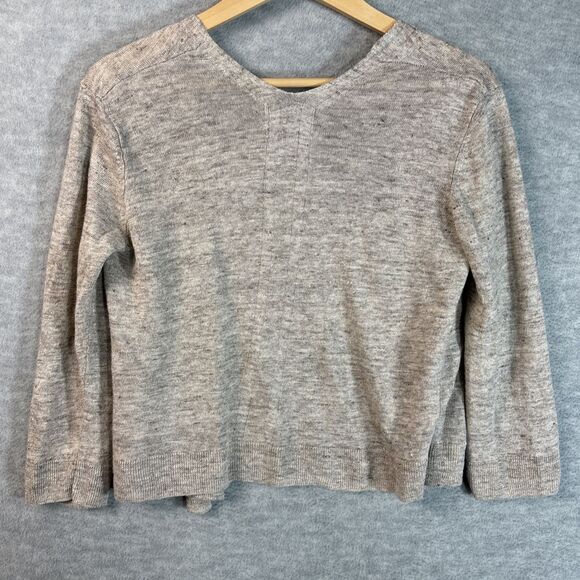 Cynthia Rowley Sweater M 100% Linen Cardigan Beige Heathered Capsule Minimalist - Picture 9 of 12